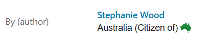 Australian contributor shown on a TitlePage product record